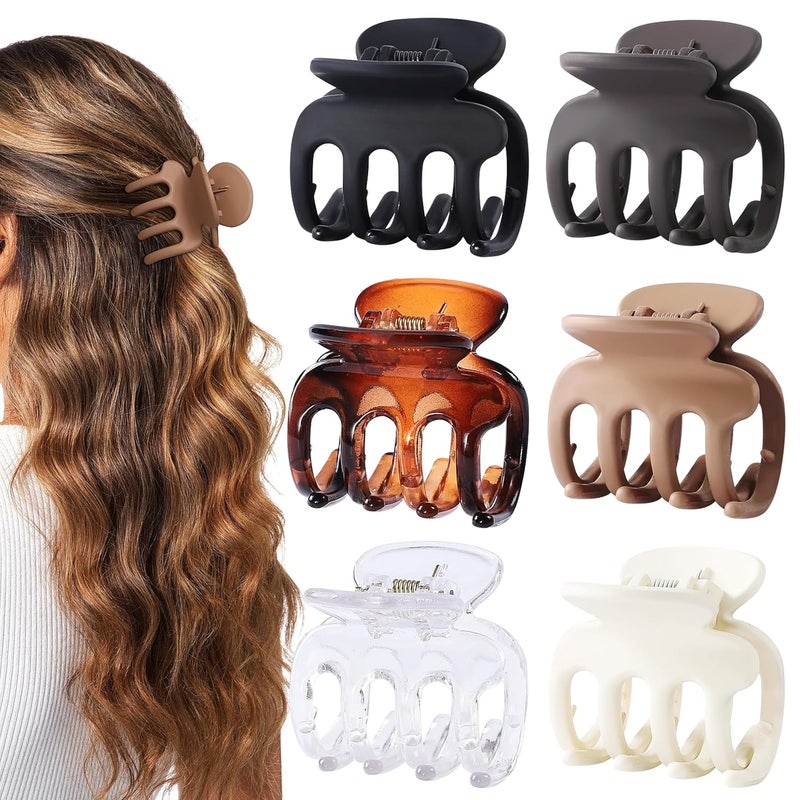 USDNICE 6 Pcs Hair Clips Small Claw Clips for Thin Hair Medium Matte Non-slip Hair Accessories for Women and Girls (Transparent) - Image 1